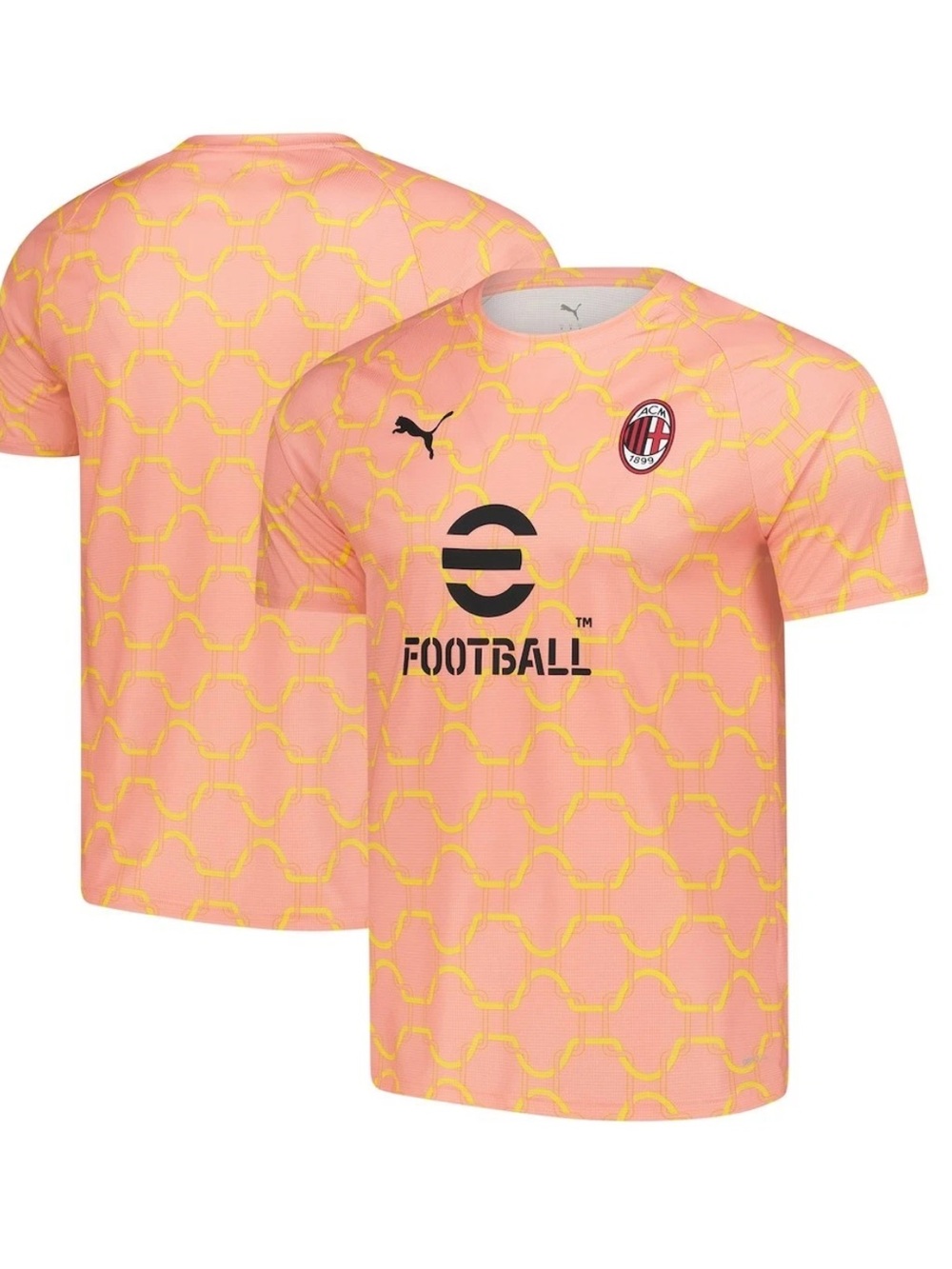 Puma 2025/26 AC Milan Warm Up Jersey small Pink/Yellow mens